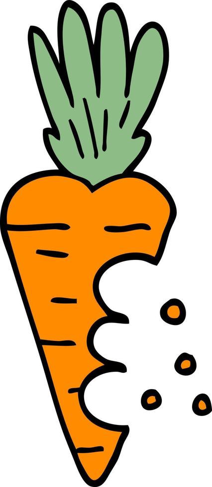 dessin animé doodle carotte avec des marques de morsure vecteur