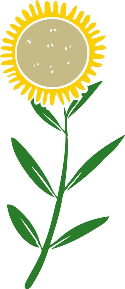 tournesol de dessin animé de style plat couleur vecteur