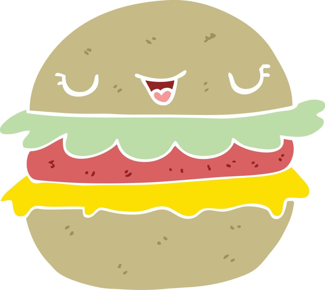 burger de dessin animé de style plat couleur vecteur
