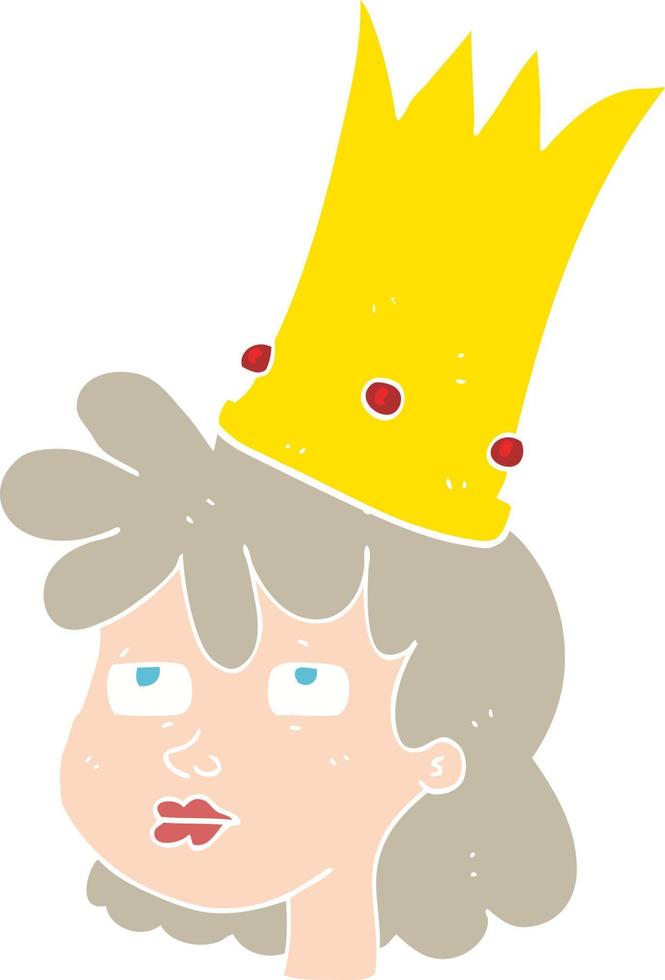 illustration en couleur plate d'une reine de dessin animé avec couronne vecteur