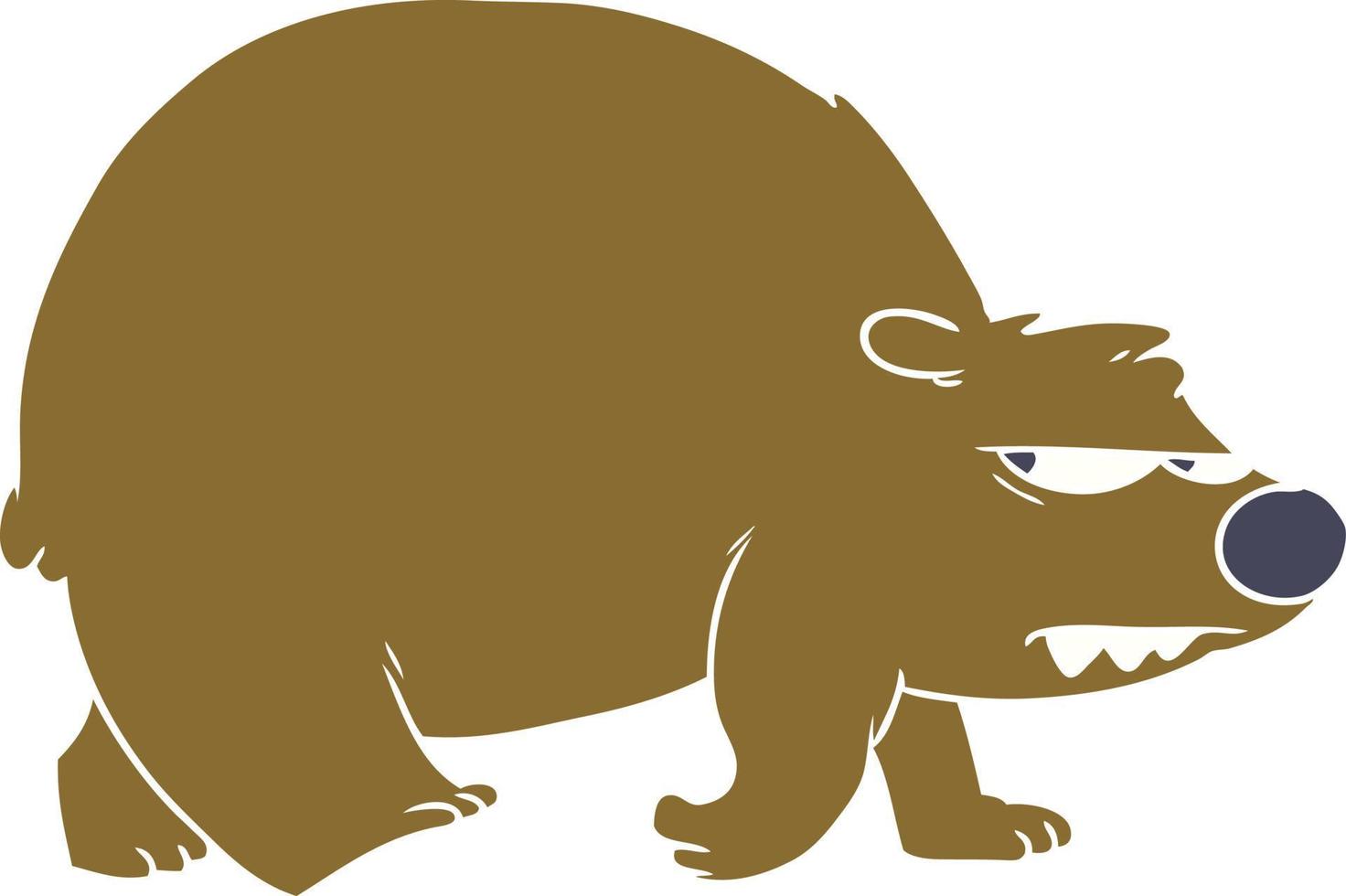 ours en colère de dessin animé de style plat couleur vecteur