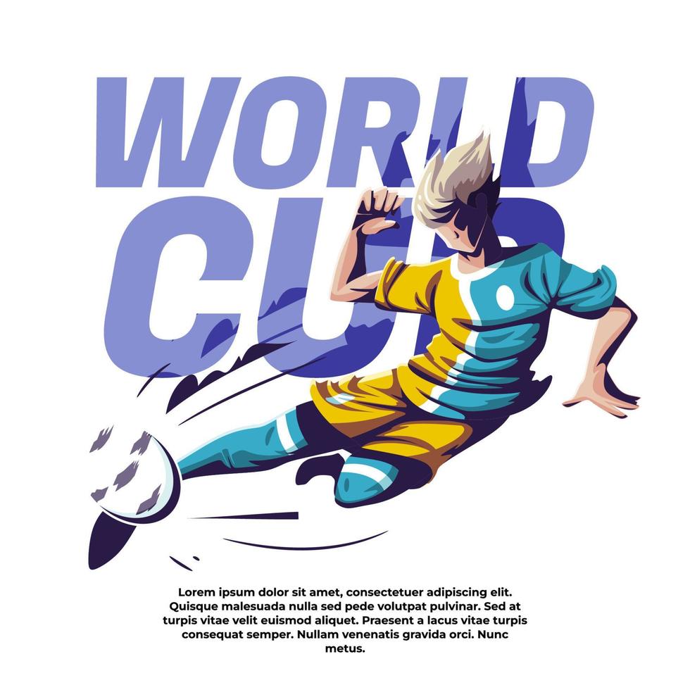 illustration de la coupe du monde d'un joueur faisant un tacle vecteur