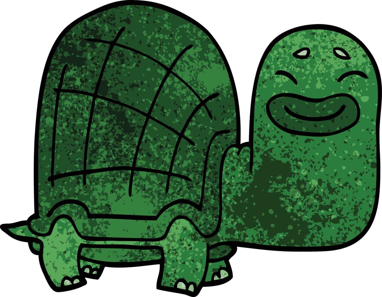 dessin animé doodle heureux tortue vecteur