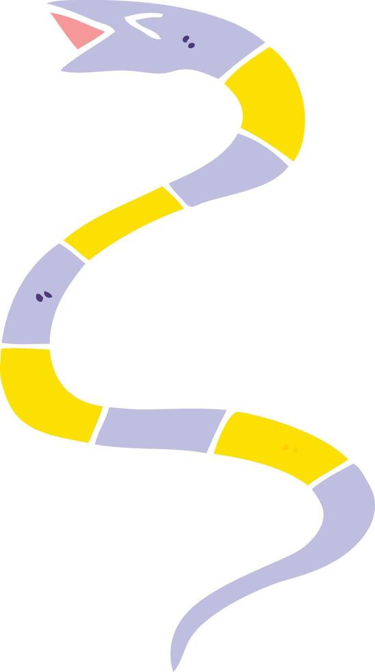 serpent de dessin animé de style plat de couleur sifflante vecteur