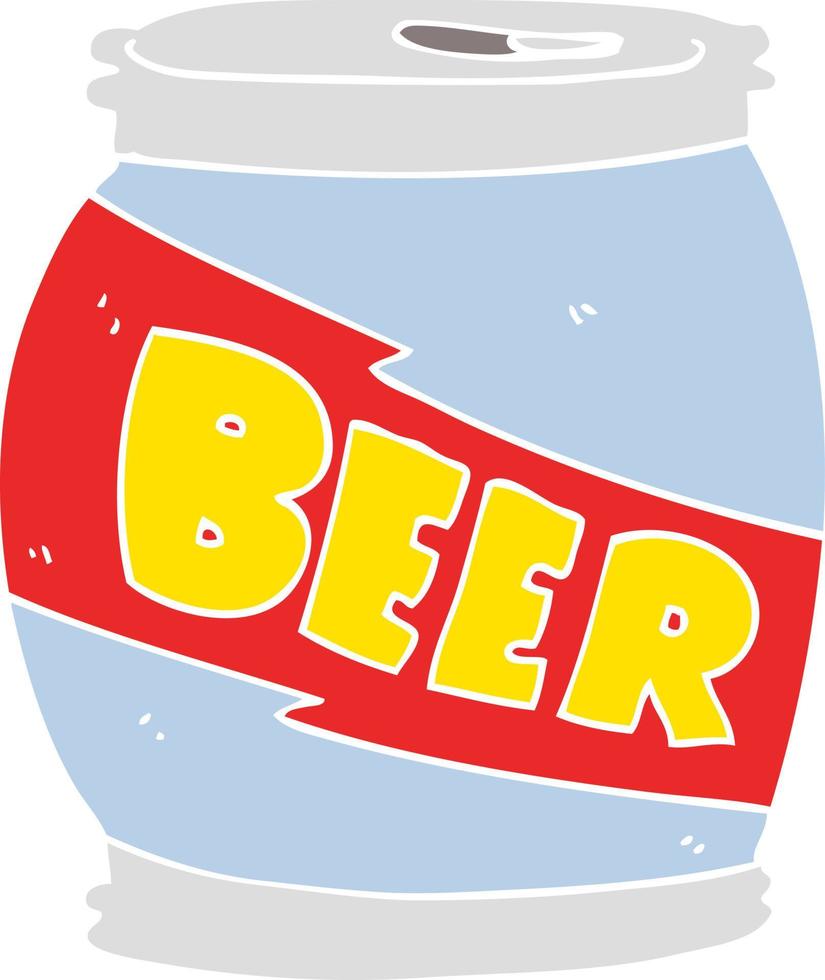 illustration en couleur plate d'une canette de bière de dessin animé vecteur
