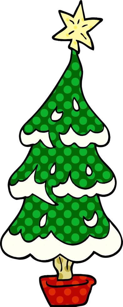 dessin animé doodle sapin de noël vecteur