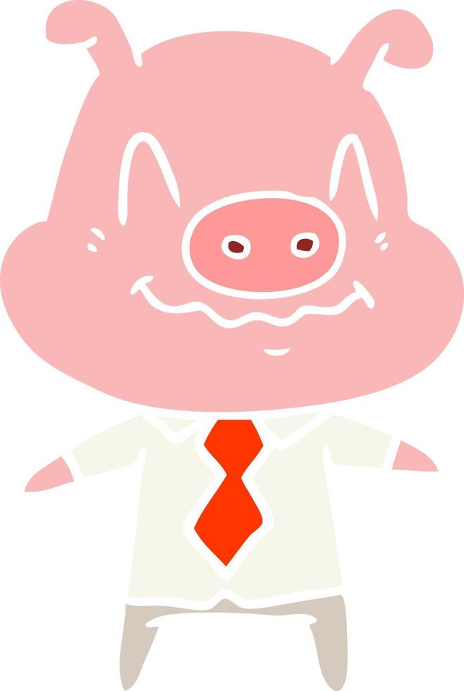 patron de cochon dessin animé style couleur plat nerveux vecteur