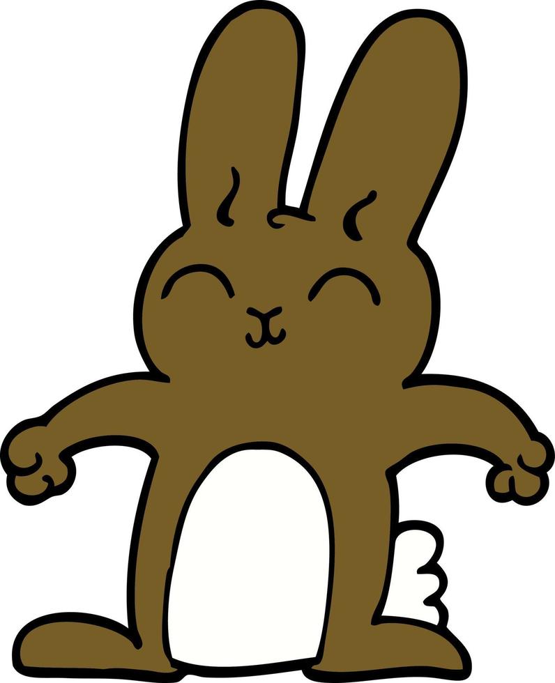 lapin de dessin animé heureux doodle vecteur