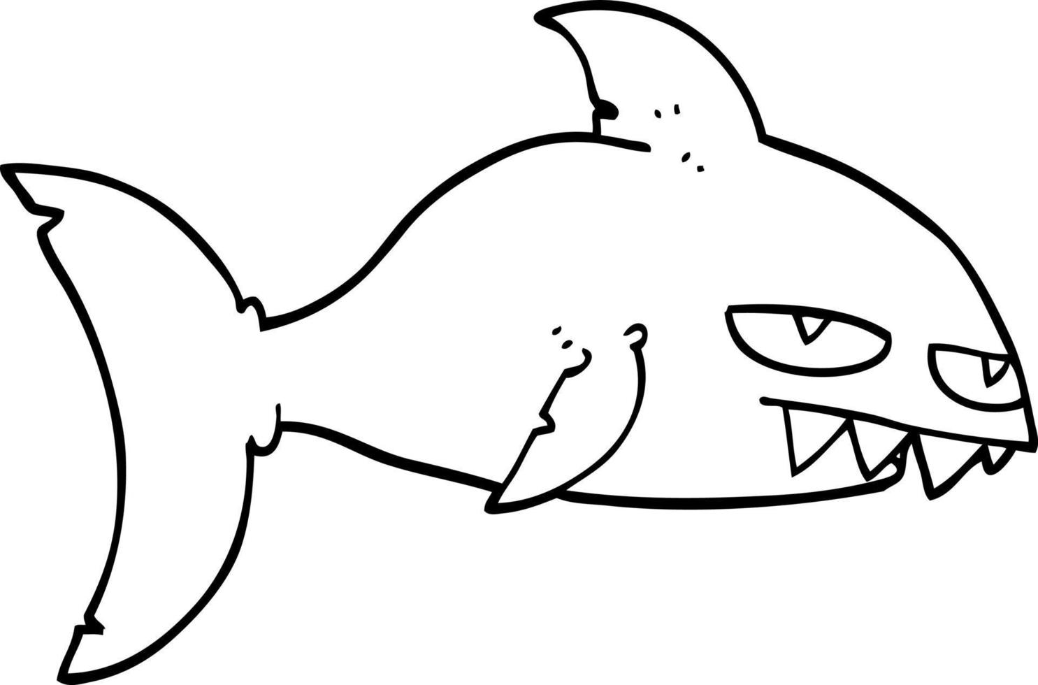 dessin au trait dessin animé requin mortel vecteur