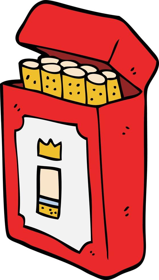dessin animé doodle paquet de cigarettes vecteur