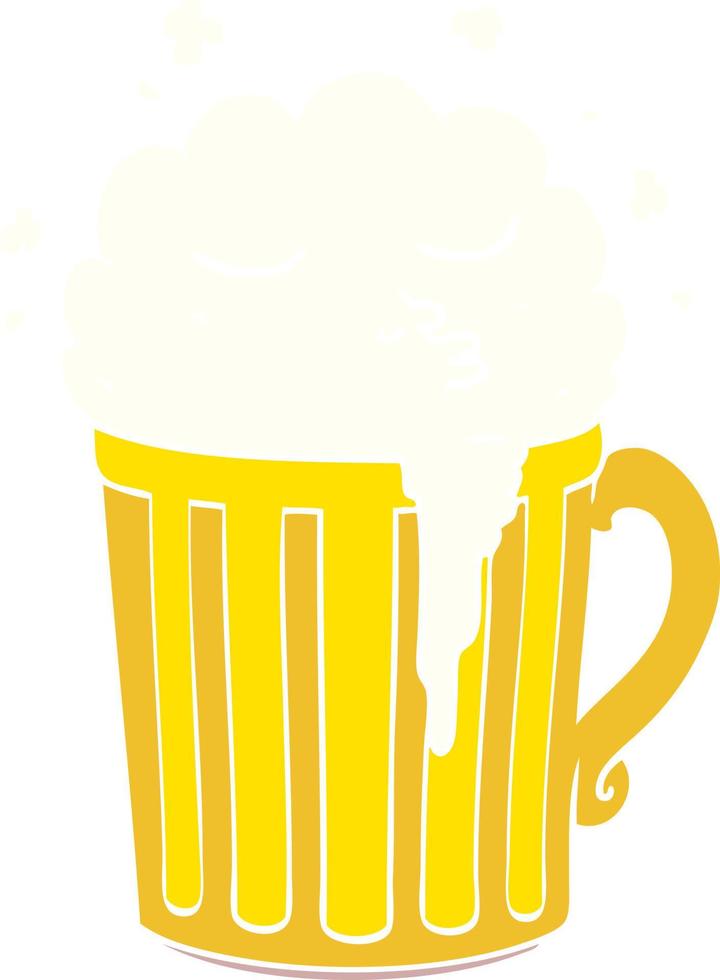 chope de bière de dessin animé de style couleur plat vecteur