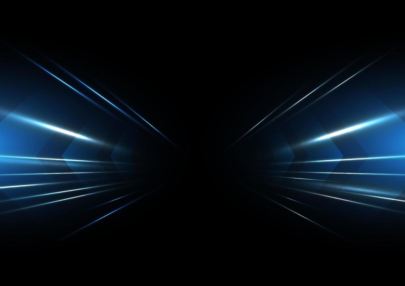 effet de lumière néon vitesse bleue abstraite sur illustration vectorielle fond noir vecteur