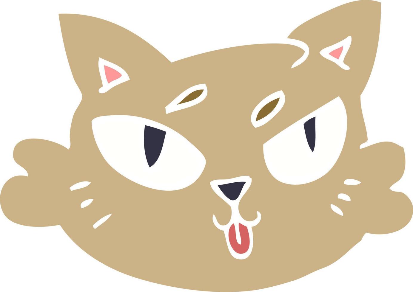 dessin animé doodle d'un visage de chat vecteur
