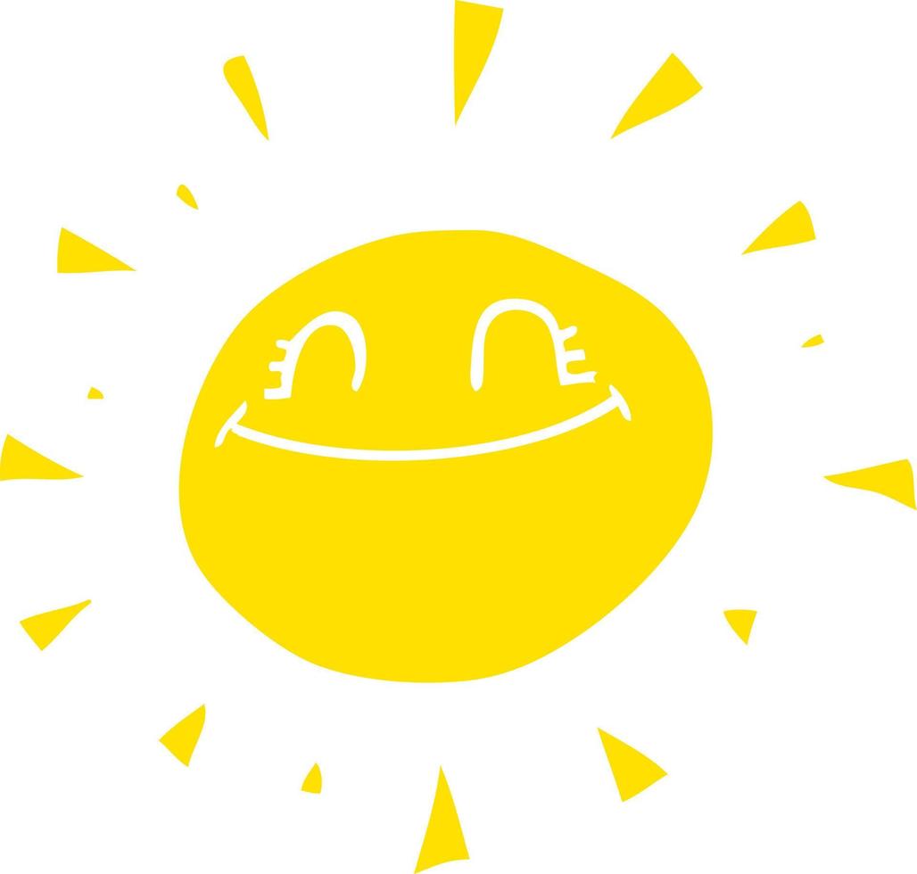 illustration de couleur plate heureuse d'un soleil de dessin animé vecteur