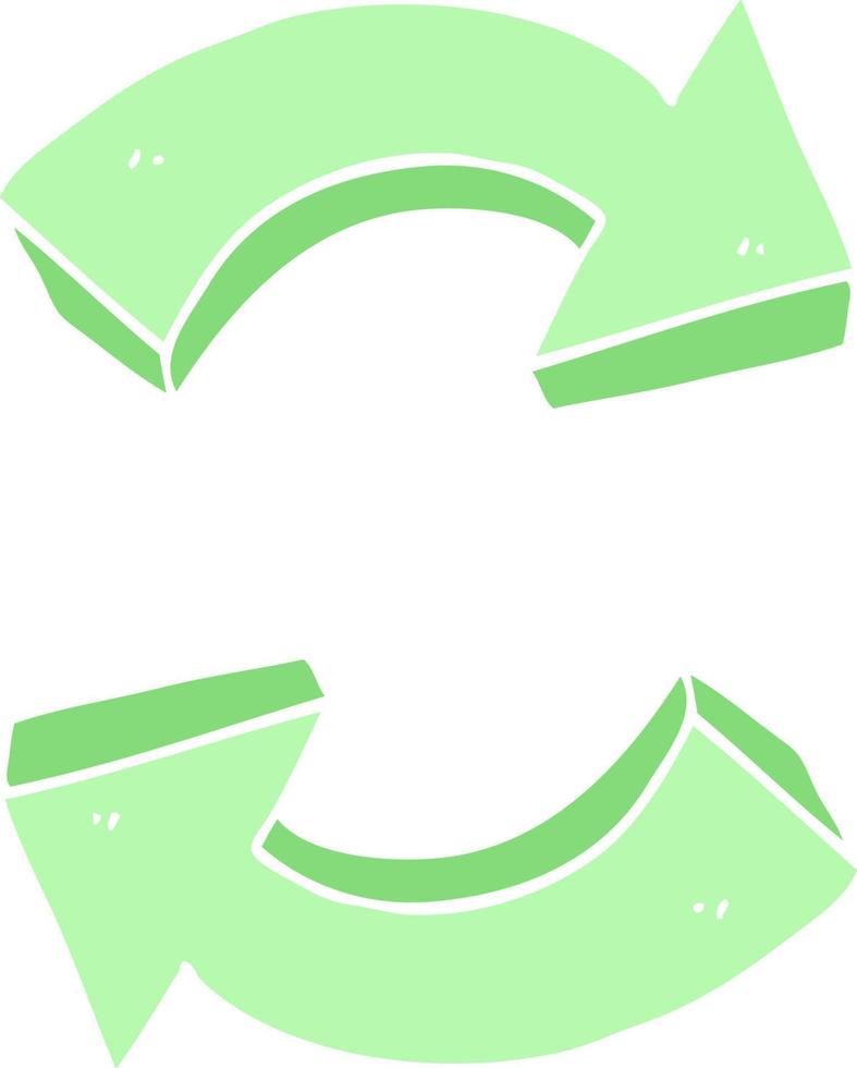 illustration en couleur plate d'un dessin animé recyclant des flèches vecteur