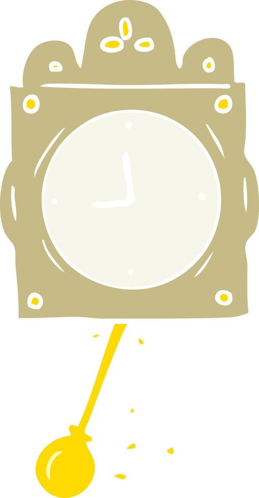 horloge à tic-tac de dessin animé de style couleur plat avec pendule vecteur