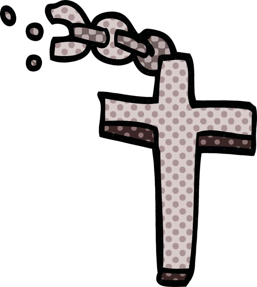 dessin animé doodle croix d'argent vecteur