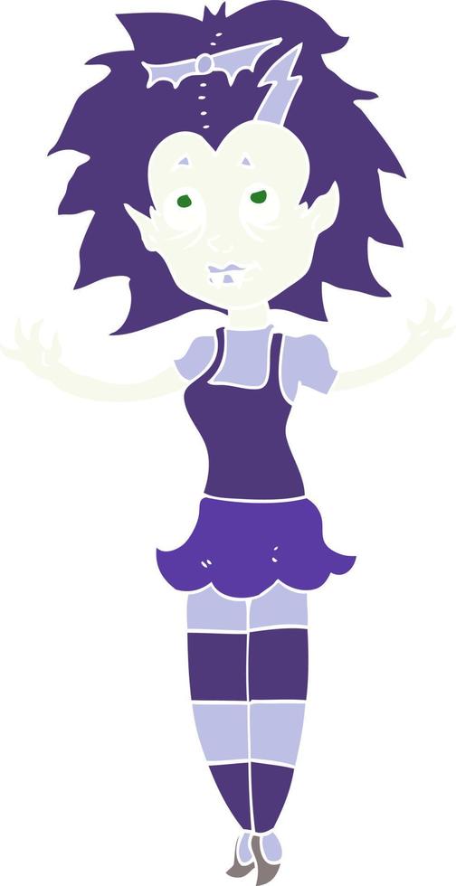 illustration en couleur plate d'une fille vampire de dessin animé vecteur