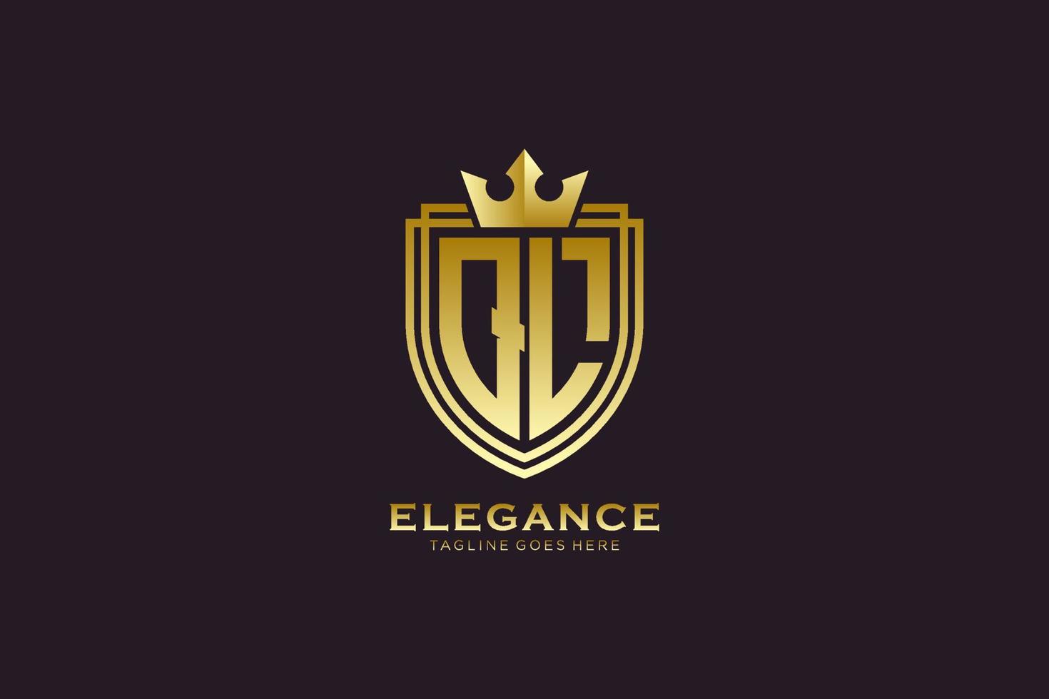 logo monogramme de luxe élégant initial ql ou modèle de badge avec volutes et couronne royale - parfait pour les projets de marque de luxe vecteur