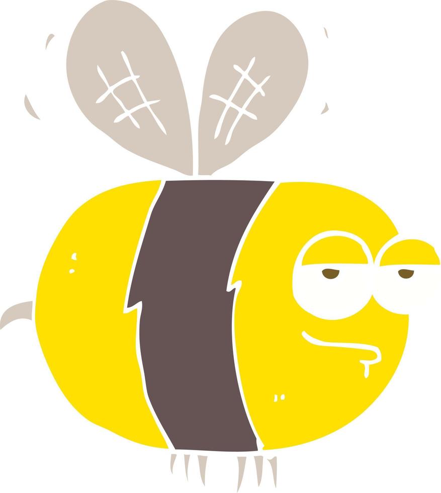 illustration en couleur plate d'une abeille malheureuse de dessin animé vecteur
