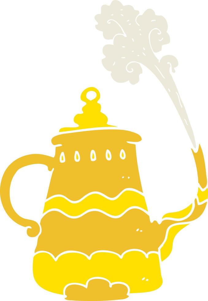 illustration en couleur plate d'une cafetière fantaisie de dessin animé vecteur