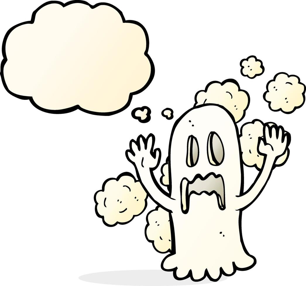 fantôme effrayant de dessin animé avec bulle de pensée vecteur