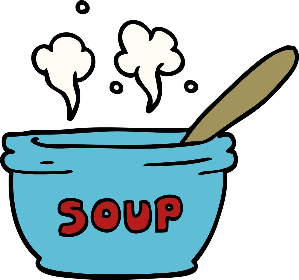 dessin animé doodle de soupe chaude vecteur