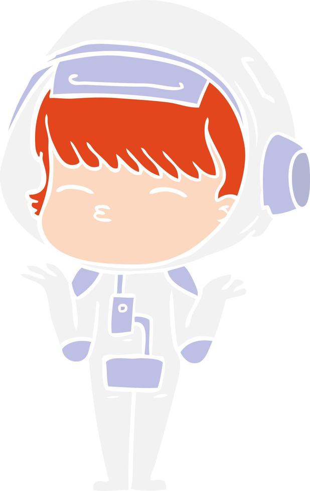 astronaute curieux de dessin animé de couleur plate vecteur