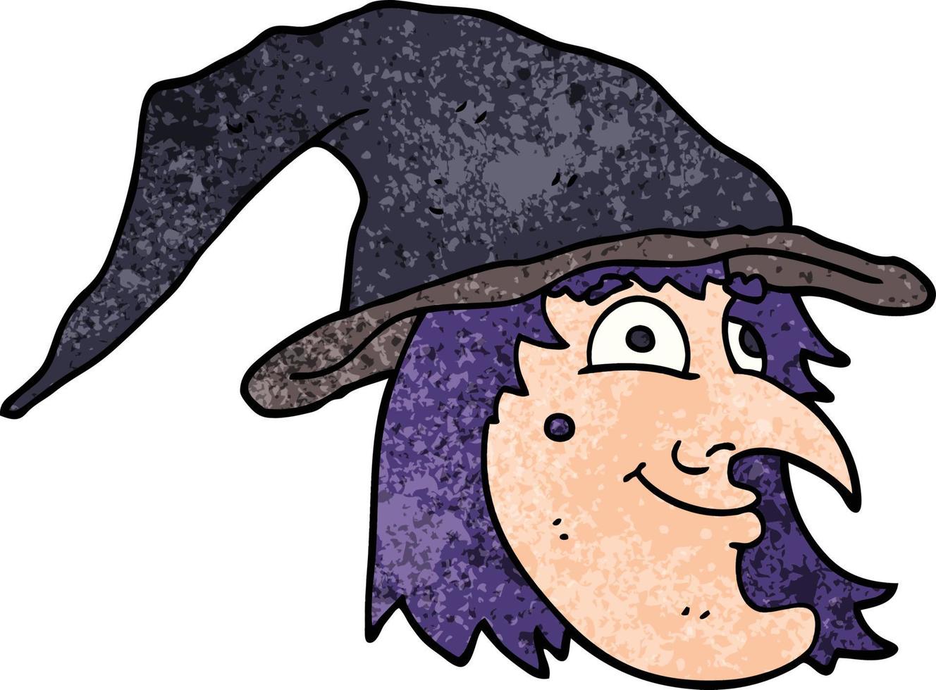 dessin animé doodle sorcière heureuse vecteur