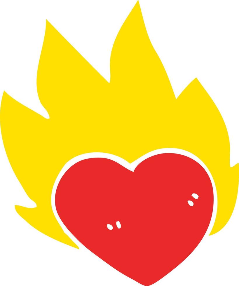 dessin animé doodle coeur enflammé vecteur