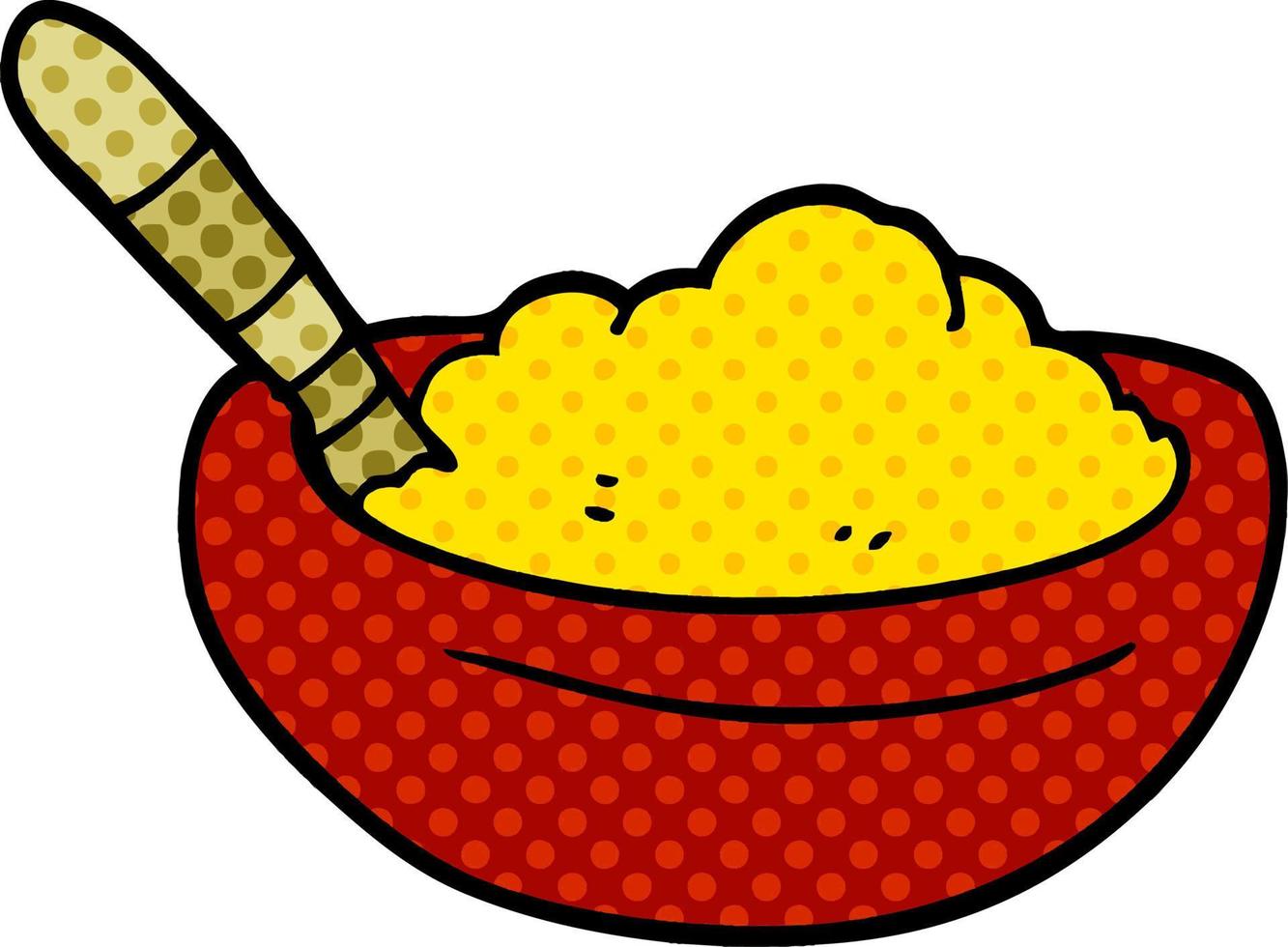 dessin animé doodle bol de polenta vecteur