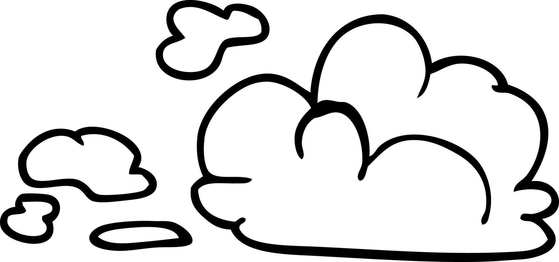 dessin au trait dessin animé nuages blancs moelleux vecteur