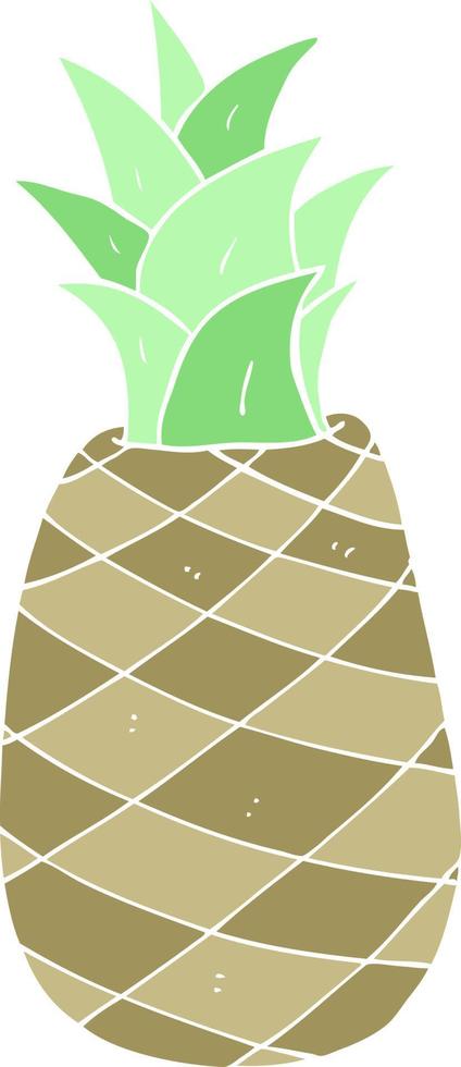 illustration en couleur plate d'un ananas de dessin animé vecteur