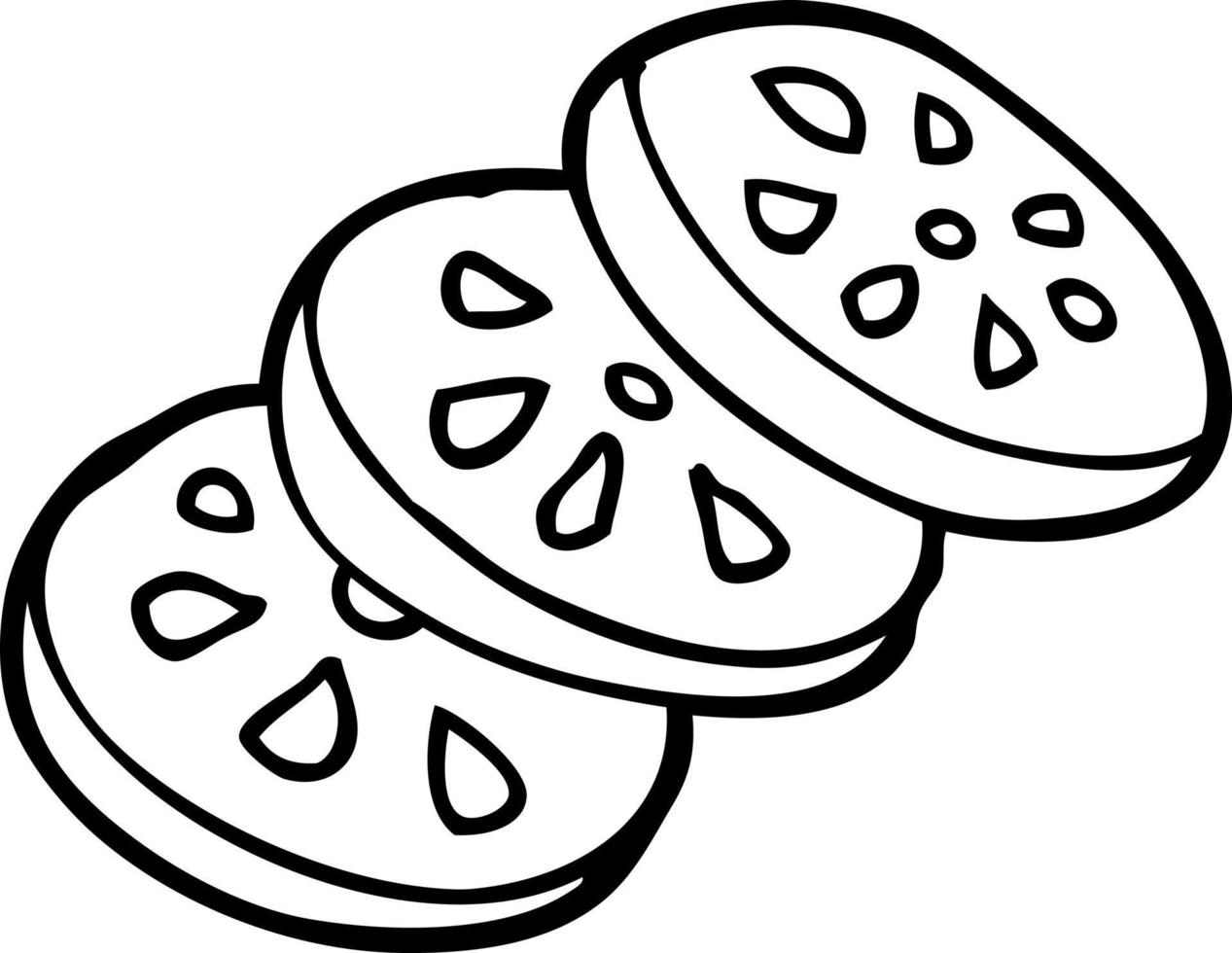 dessin au trait dessin animé tomate en tranches vecteur