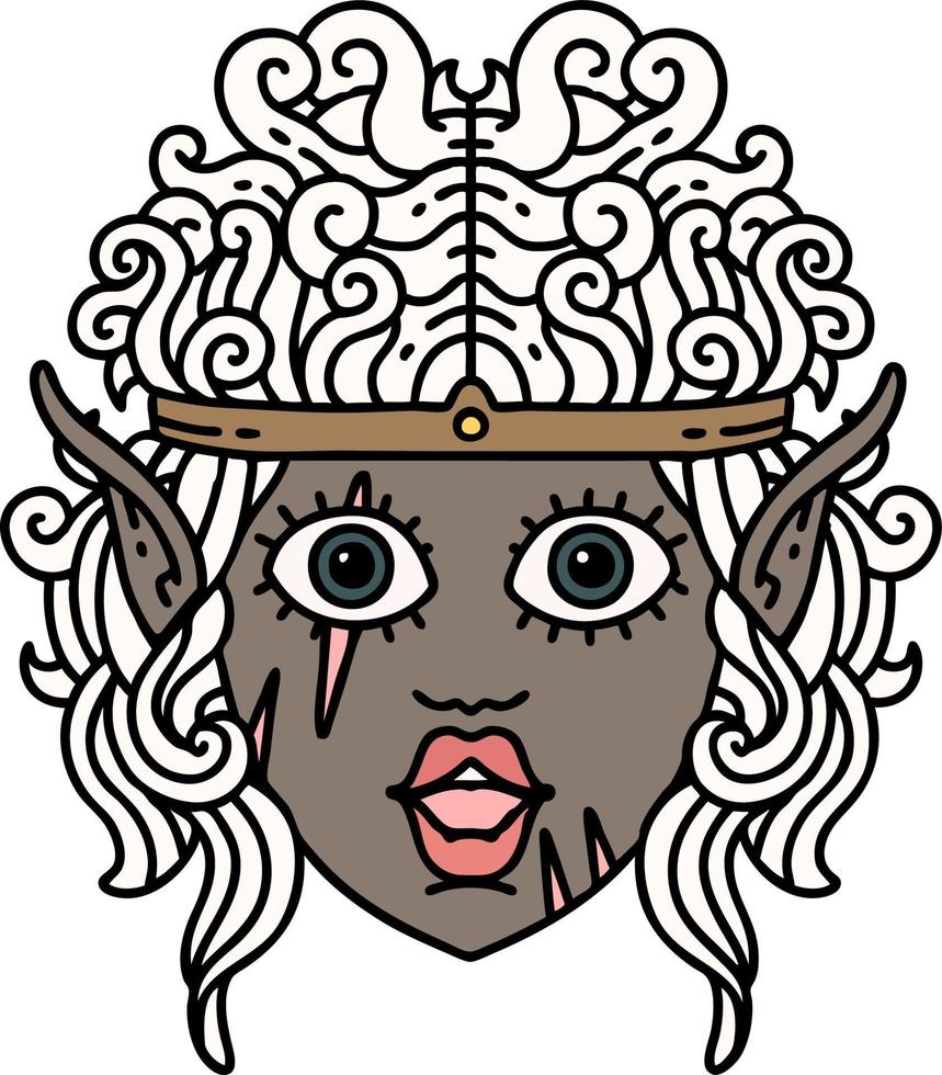 illustration de visage de personnage barbare elfe vecteur