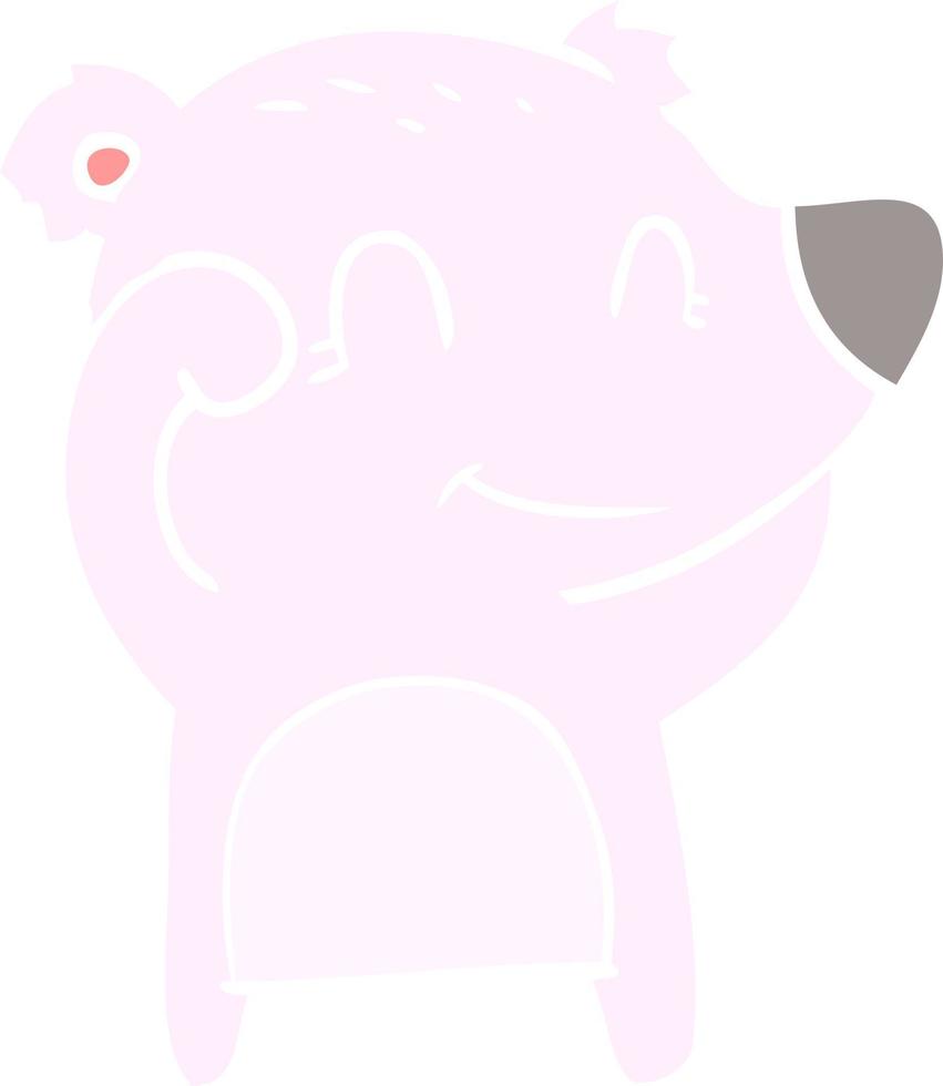 dessin animé de style plat couleur ours souriant fatigué vecteur