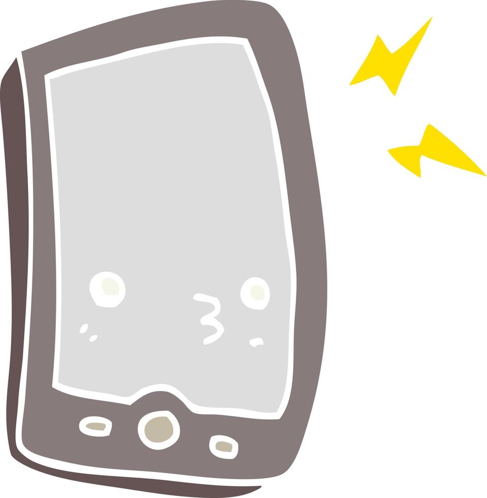 téléphone portable de dessin animé de style plat couleur vecteur