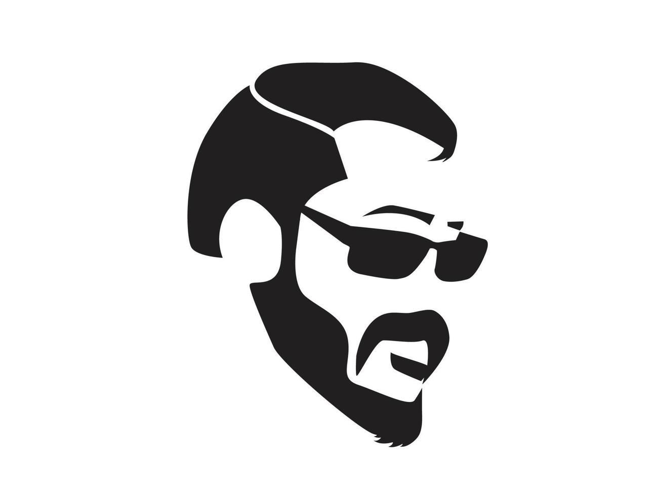 silhouette noire de visage de hipster barbu. illustration vectorielle vecteur