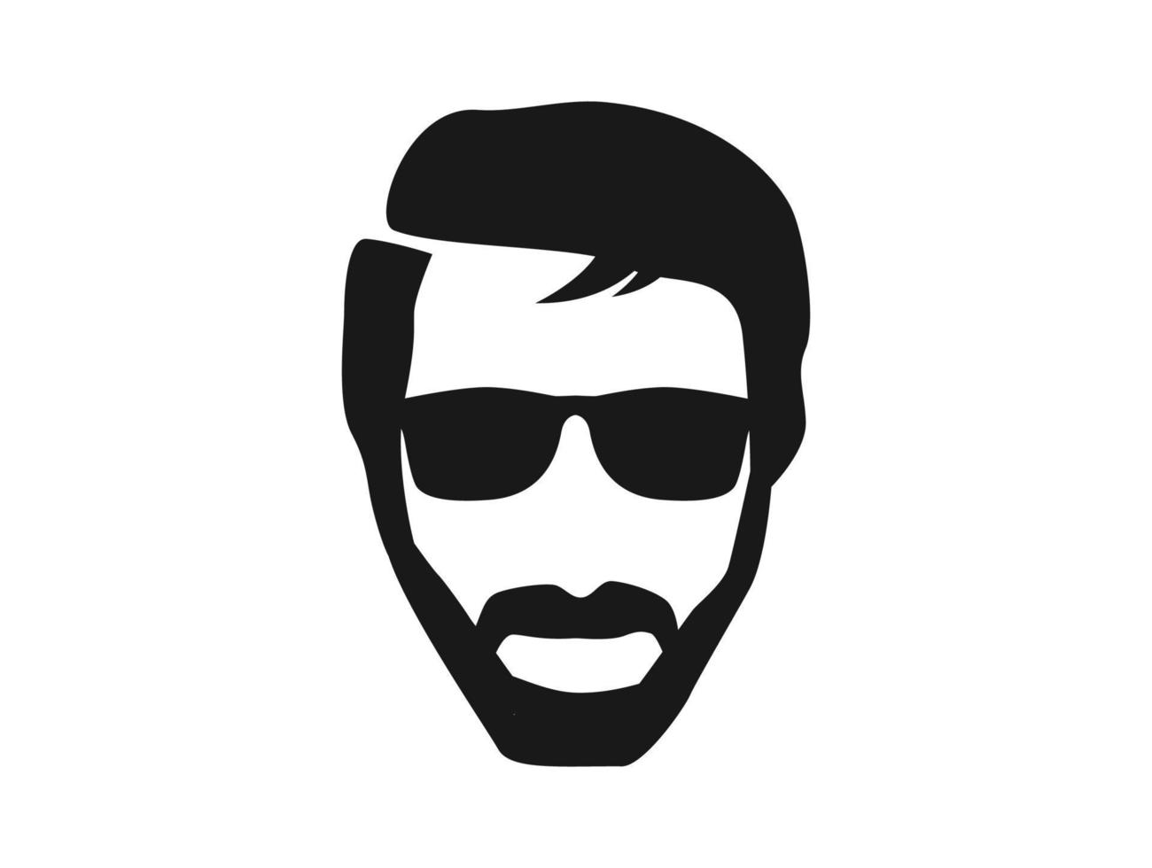 silhouette noire de visage de hipster barbu. illustration vectorielle vecteur