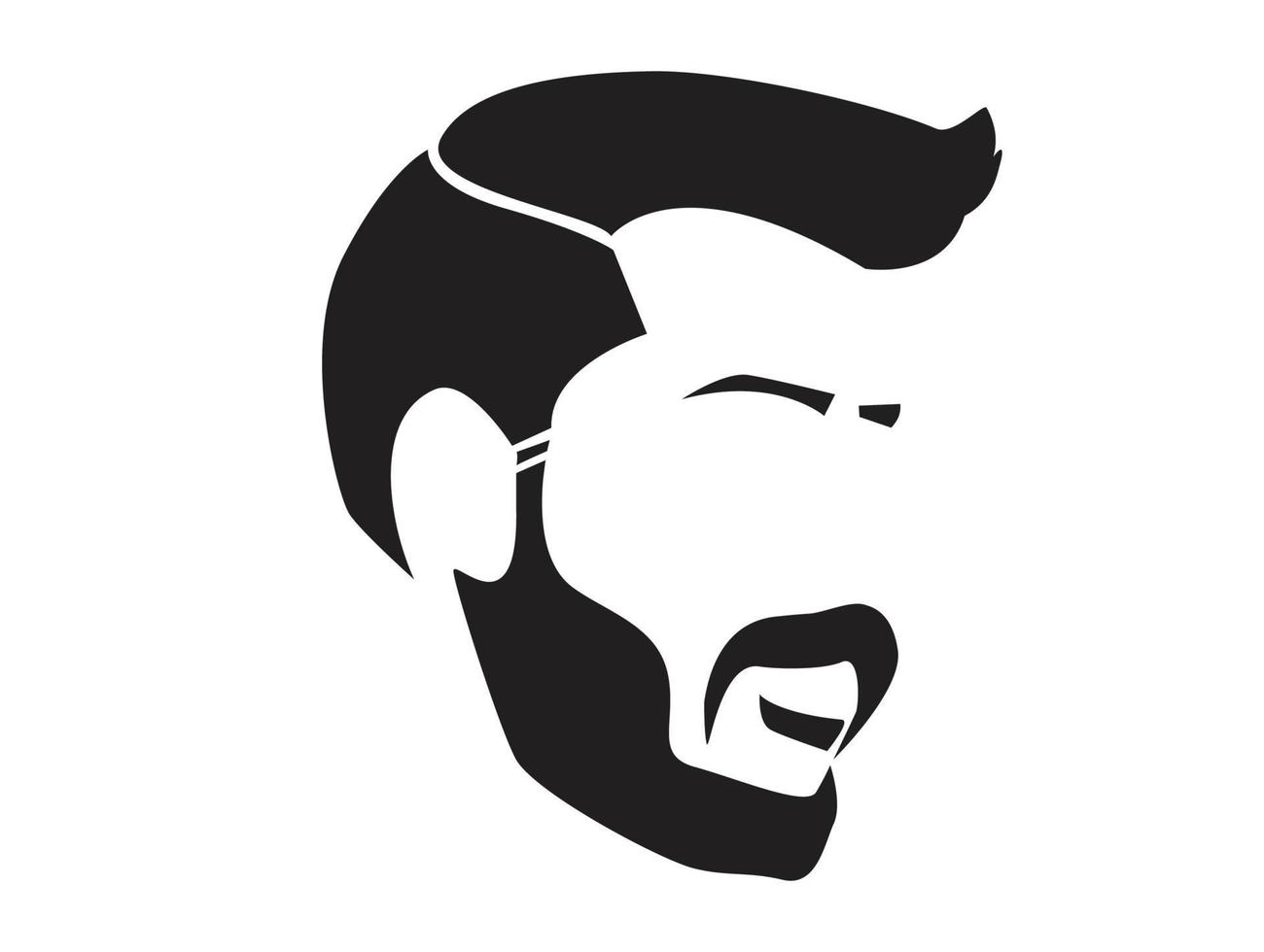 silhouette noire de visage de hipster barbu. illustration vectorielle vecteur
