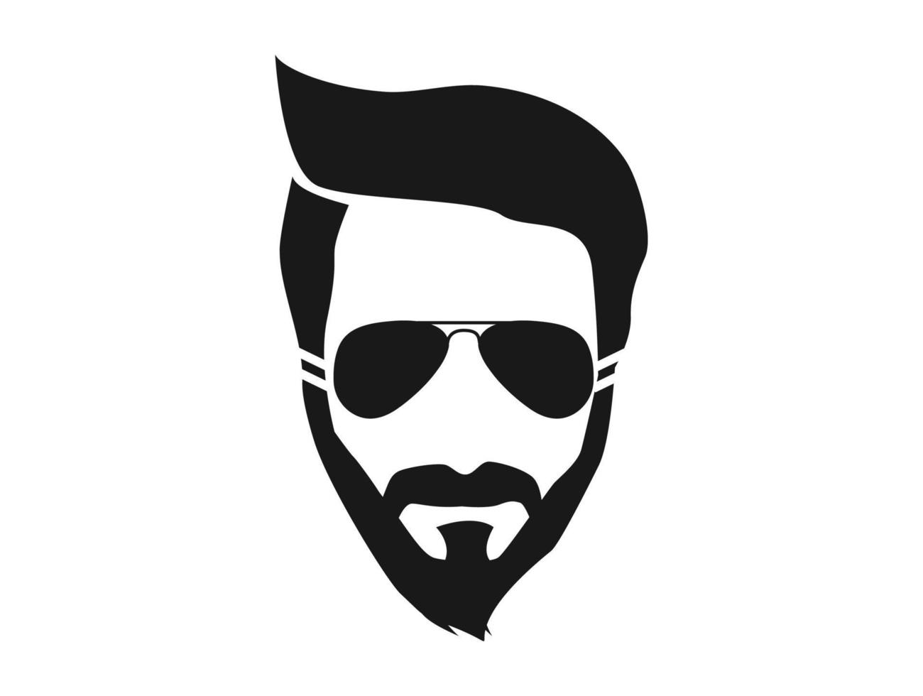 silhouette noire de visage de hipster barbu. illustration vectorielle vecteur