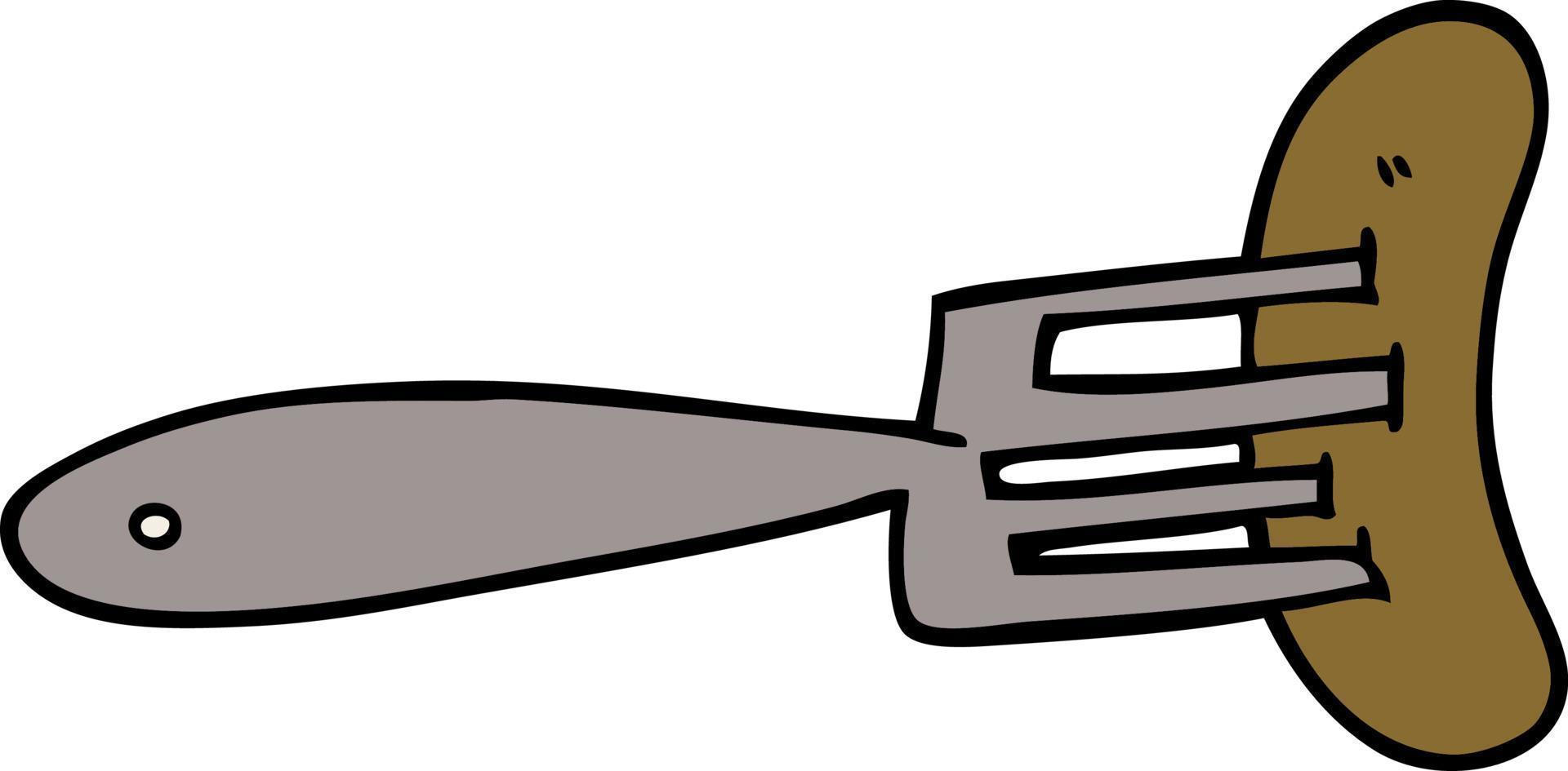 dessin animé doodle saucisse sur fourche vecteur