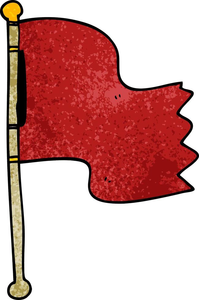 dessin animé doodle drapeau rouge vecteur