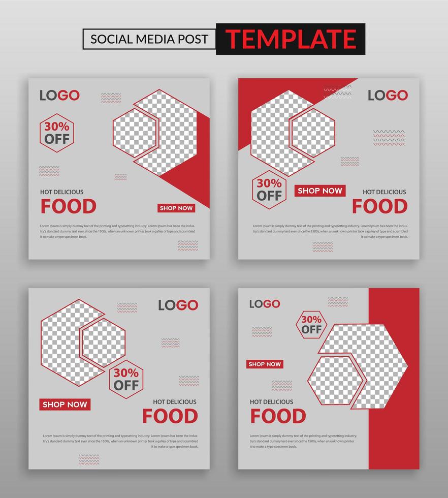 modèle de médias sociaux de restaurant vecteur