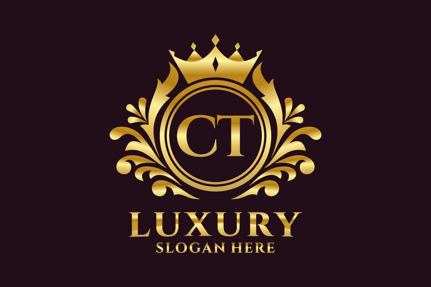 modèle de logo de luxe royal lettre ct initial dans l'art vectoriel pour les projets de marque de luxe et autres illustrations vectorielles.