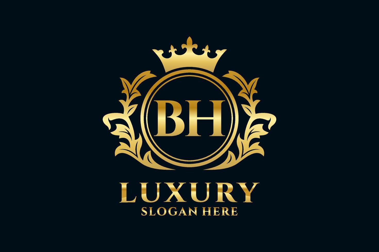 modèle initial de logo de luxe royal de lettre bh dans l'art vectoriel pour des projets de marque luxueux et d'autres illustrations vectorielles.