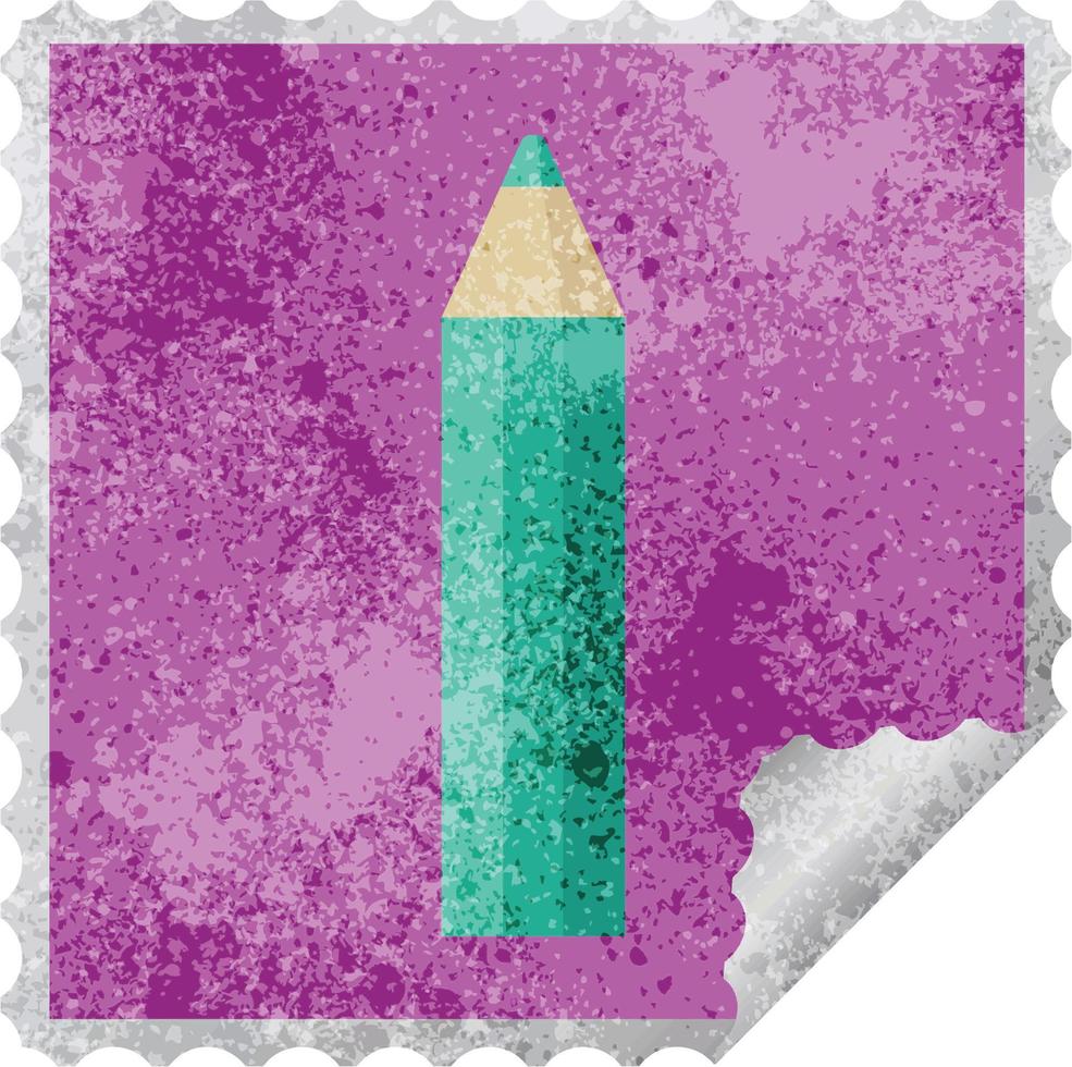 crayon de couleur vert graphique autocollant carré timbre vecteur