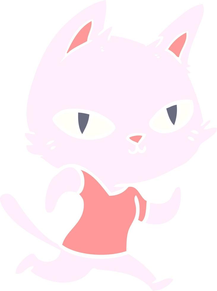 chat de dessin animé de style plat couleur en cours d'exécution vecteur