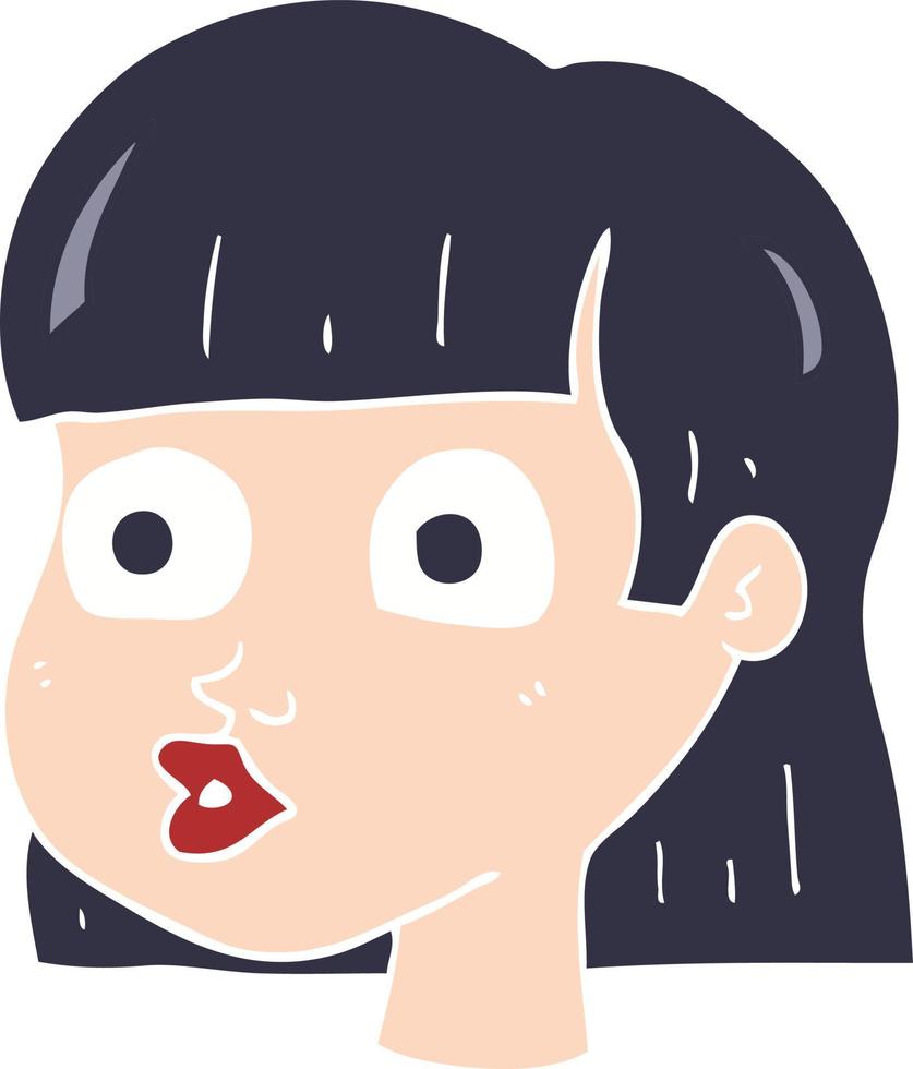 illustration en couleur plate d'un visage féminin de dessin animé vecteur