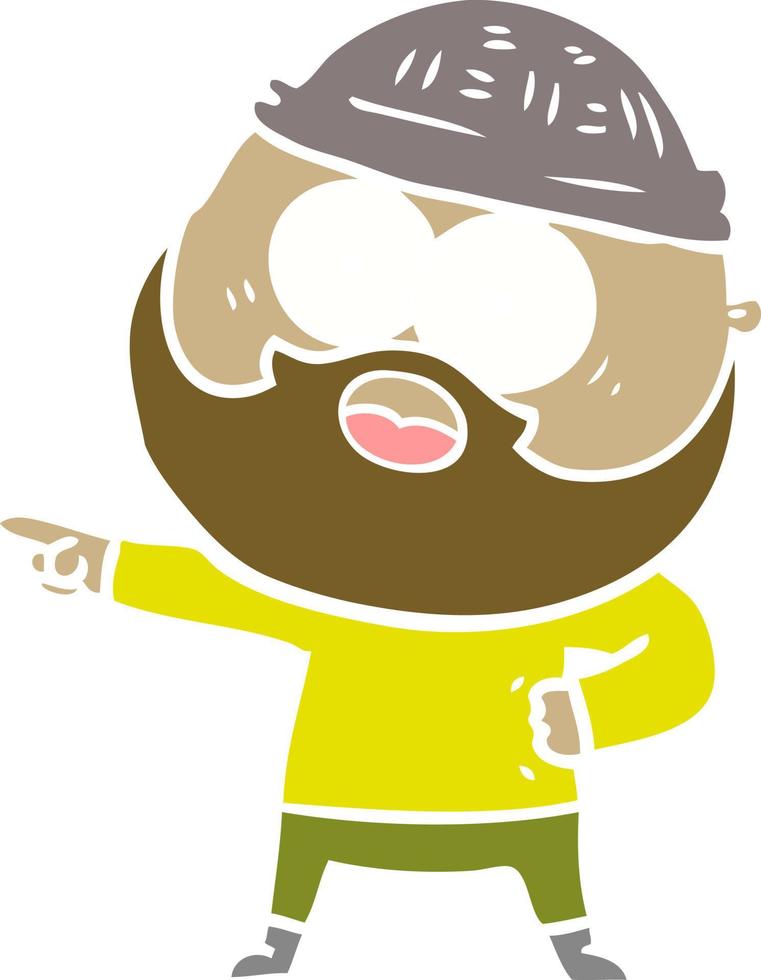 homme barbu de dessin animé de style plat couleur vecteur